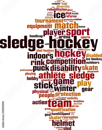 Sledge hockey word cloud concept. Vector illustration