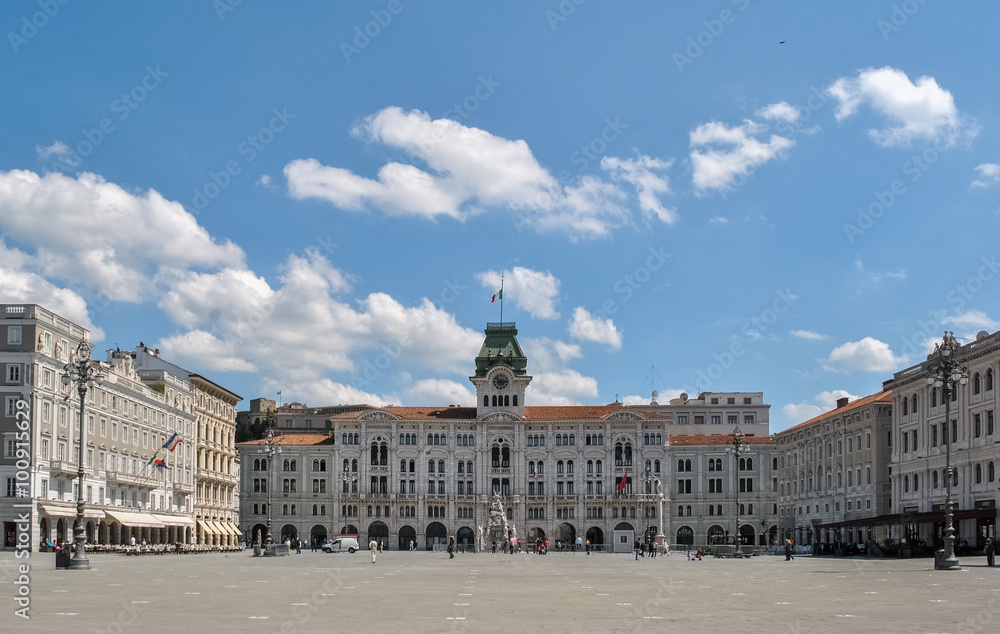 The main square and the town hall of Trieste