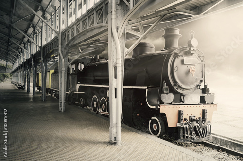 Old steam locomotive in the museum