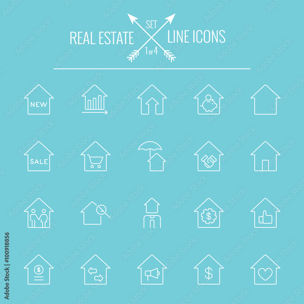 Fototapeta premium Real estate icon set.