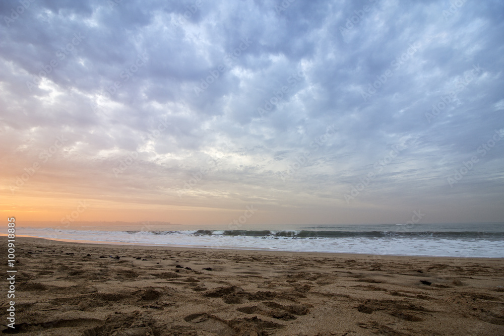 Sunset Atlantic Ocean view at Dar Bouazza beach, Casablanca.