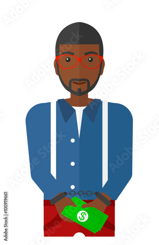 Man handcuffed for crime.