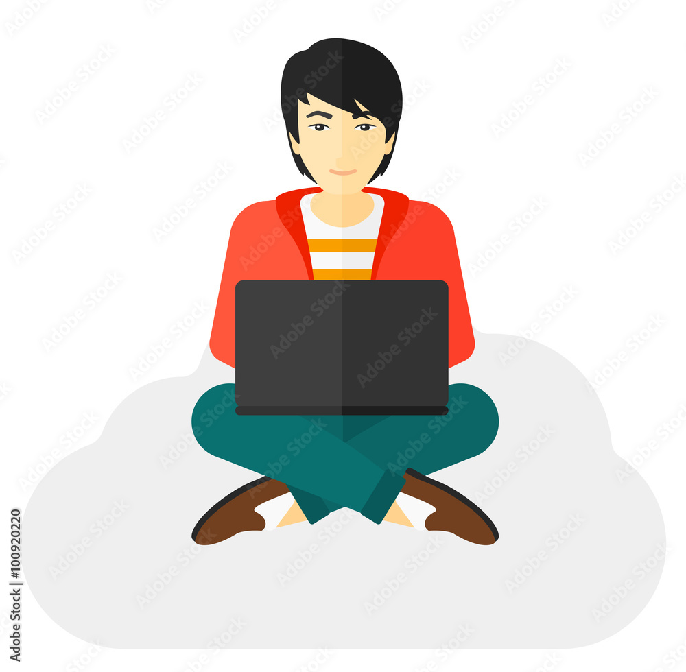 Man sitting with laptop.