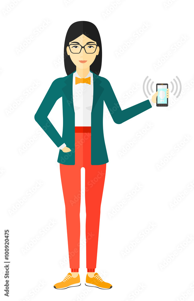 Woman holding ringing telephone. Woman holding ringing telephone.