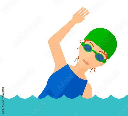 Swimmer training in pool.