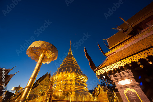 Golden Pagoda of Wat Phra That Doi Suthep, Chaing Mai,Thailand.