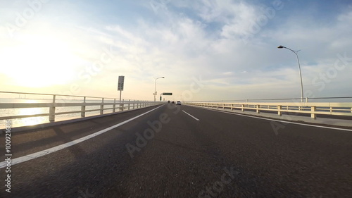 Wallpaper Mural Sunrise drive over the Tokyo Bay Aqualine. Torontodigital.ca