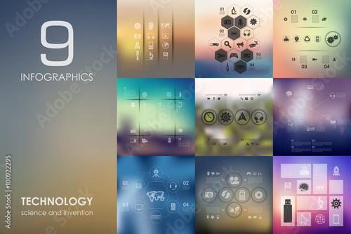 technology infographic with unfocused background