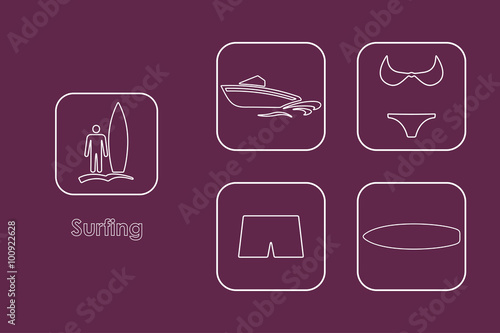 Set of surfing simple icons