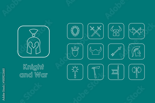 Set of knight and war simple icons