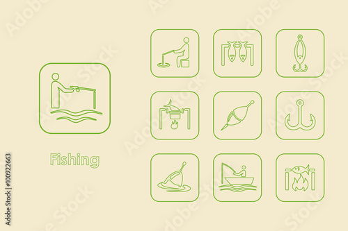 Set of fishing simple icons