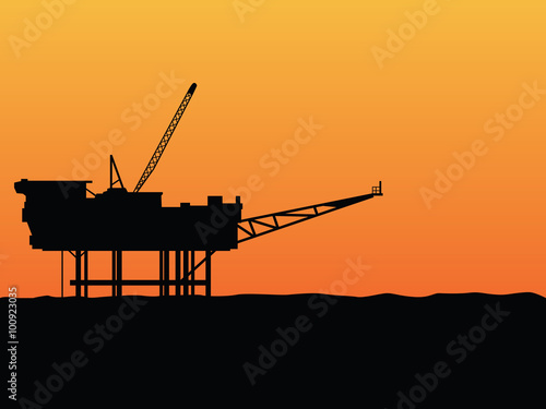 oil rig offshore platform sillhouette concept vector