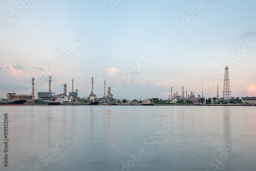 Oil Refinery  beside the Chao Phraya River. Bangkok  