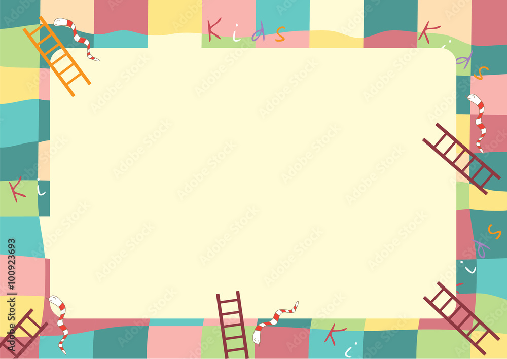 Fototapeta premium Ladder snakes game,Funny frame for children