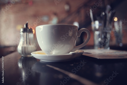 Breakfast tea in a cafe