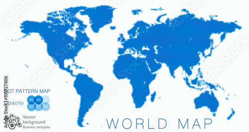 World Map  Vector Illustration  Blue Dot Pattern