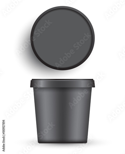 Plastic Bucket : Ice cream or Yogurt Container : Vector Illustration