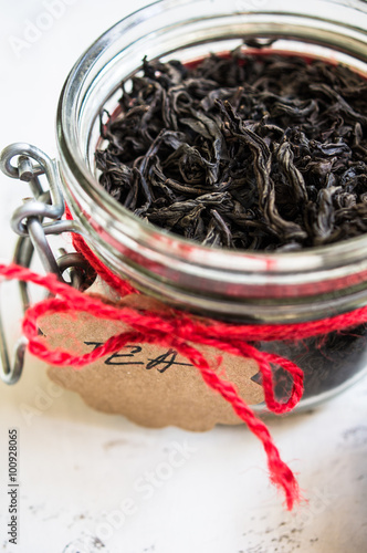 Black tea in jar