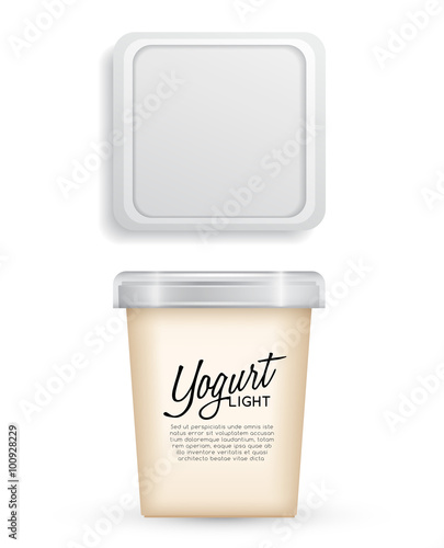Plastic Bucket : Ice cream or Yogurt Container : Vector Illustration