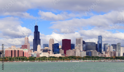 Chicago skyline over Lake Michigan