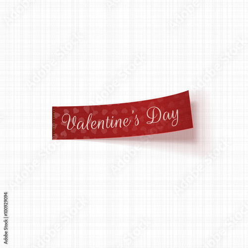 Valentines Day realistic red vector Tag with Text