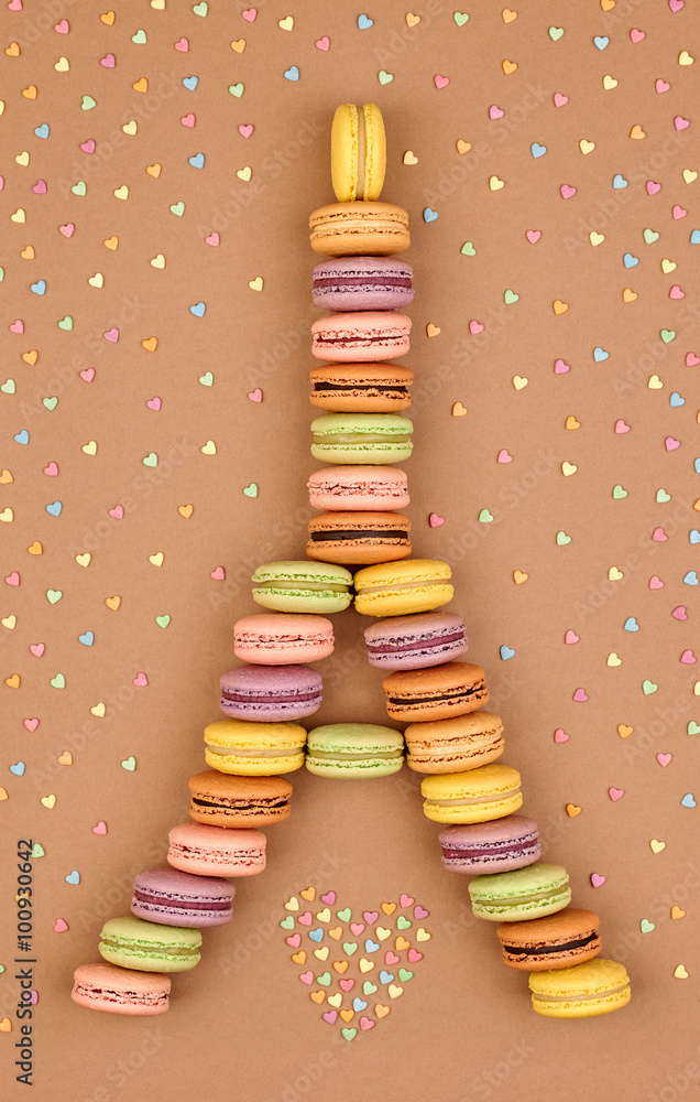 Macarons Eiffel Tower french sweet colorful,hearts