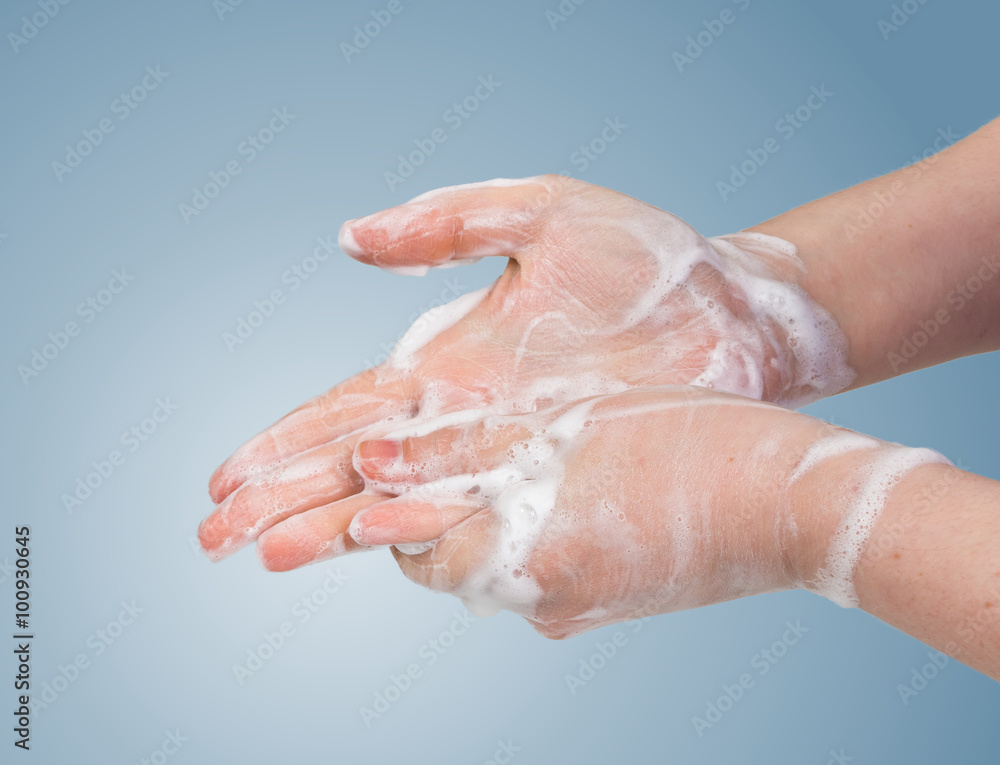 Woman is cleaning and washing her hands. Hygiene concept. Woman is cleaning and washing her hands. Hygiene concept.