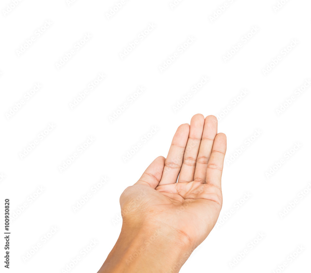 hand symbol in white isolated hand symbol in white isolated