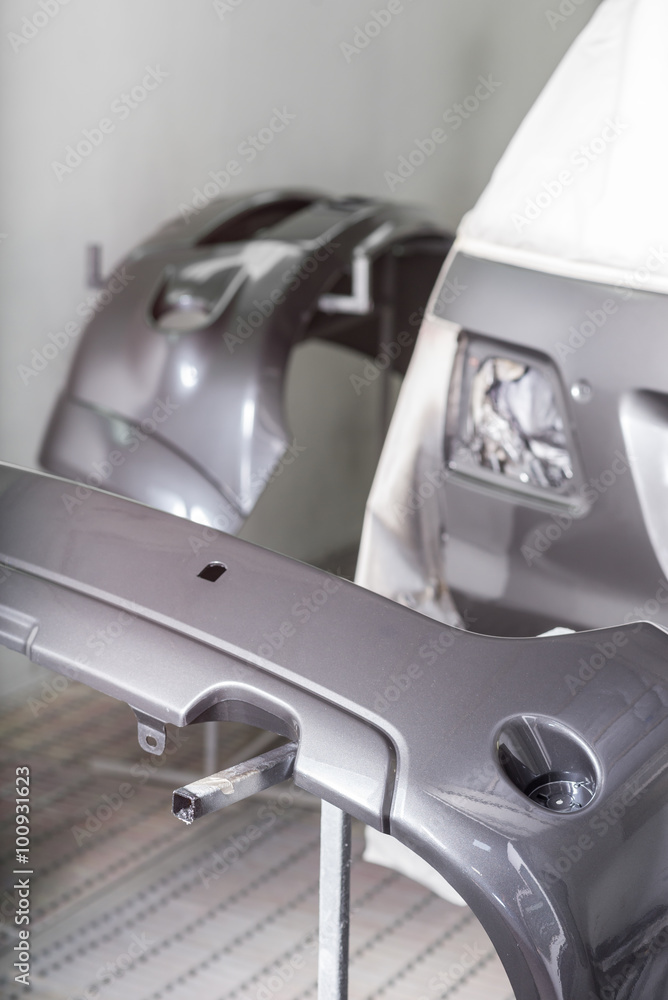Fototapeta premium Auto body repair series : Masked suv before repaint