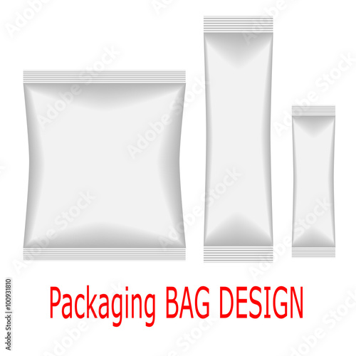 White Mock Up Blank Foil  Bag Packaging.