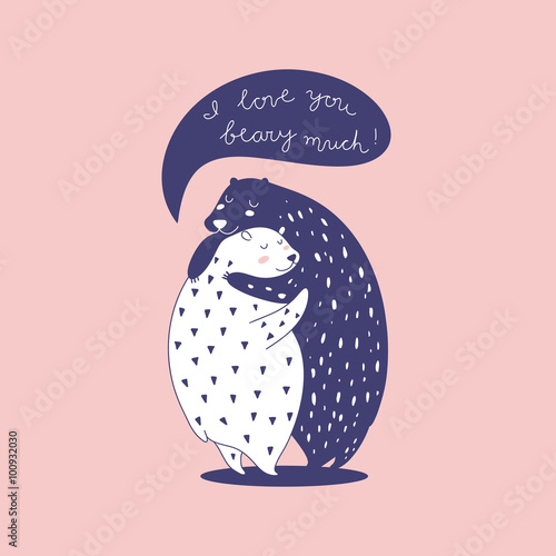 vector illustration for Valentine's day with two hugging bears