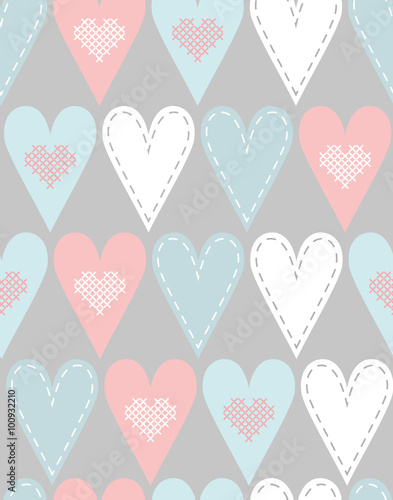 Pattern with pastel hearts
