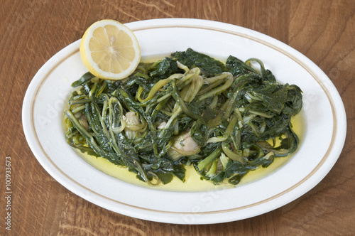 wild greens with lemon and olive oil