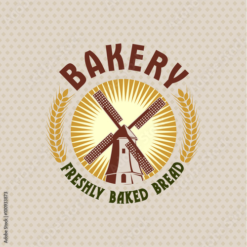 Bakery, retro vector logo of a mill.