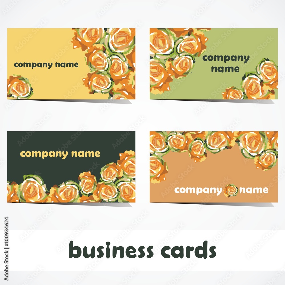 vector business cards. set of business cards in floral design. decoration for advertisement.Vector illustration