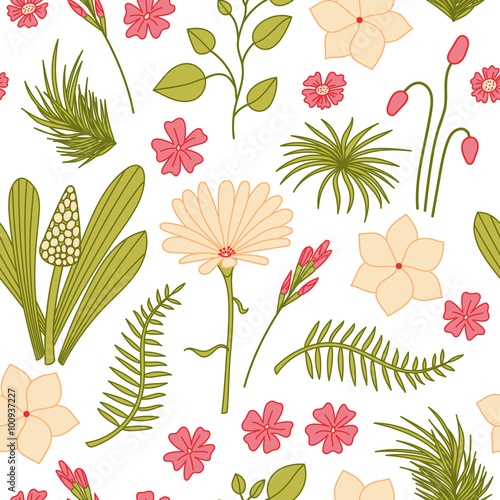 Fototapeta Naklejka Na Ścianę i Meble -  Vector floral seamless pattern