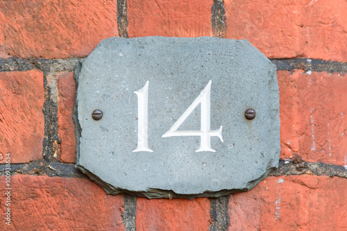 House number 14 sign