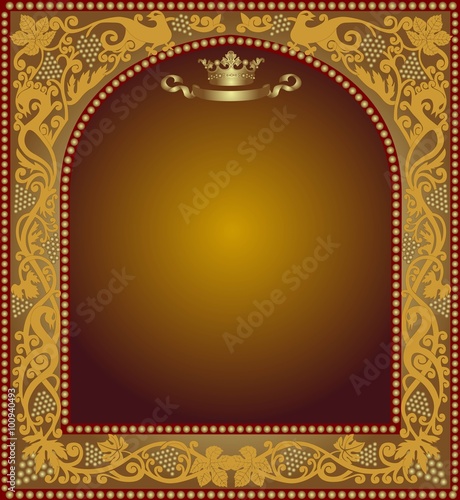 frame from golden grapes pattern photo