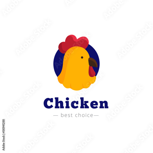 Vector bright chicken head logo.