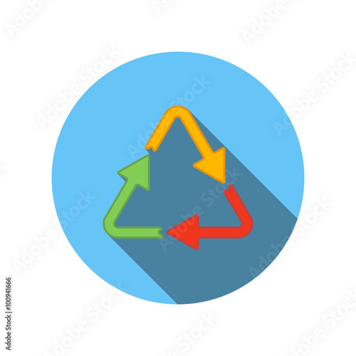 Arrows different colors in triangle flat icon