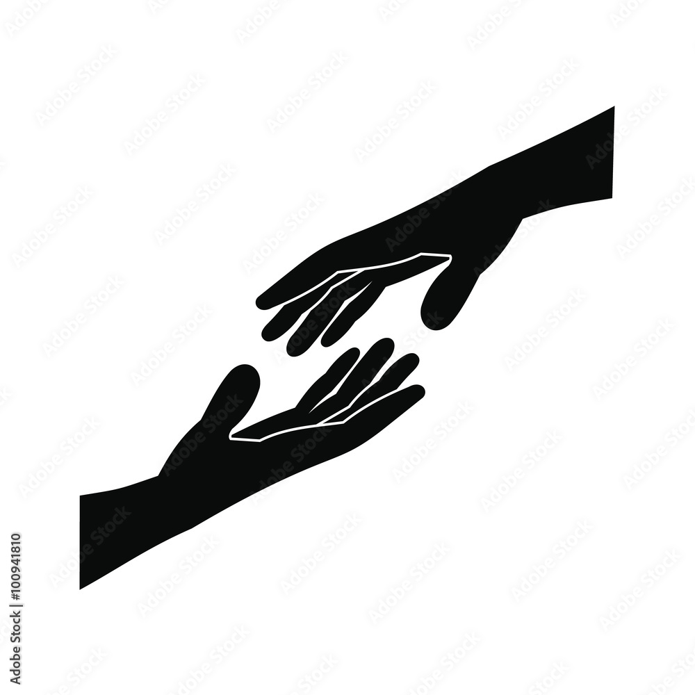 Two arms stretching towards each other icon Two arms stretching towards each other icon