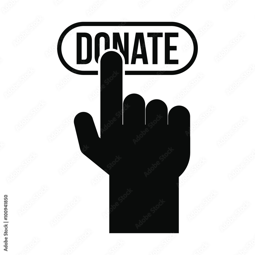 Donate button pressed by hand icon Donate button pressed by hand icon