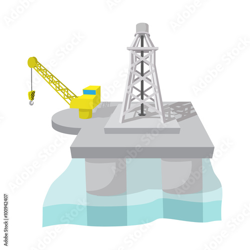 Oil derrick in sea cartoon