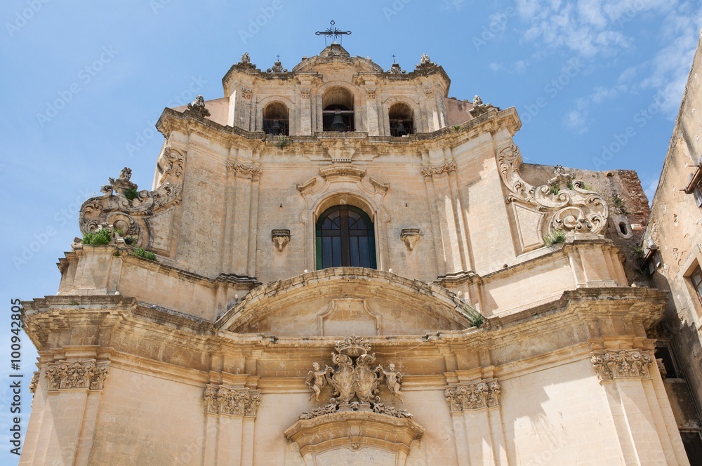 Baroque church Madonna del Carmine  in the  town Noto, Sicily, Italy