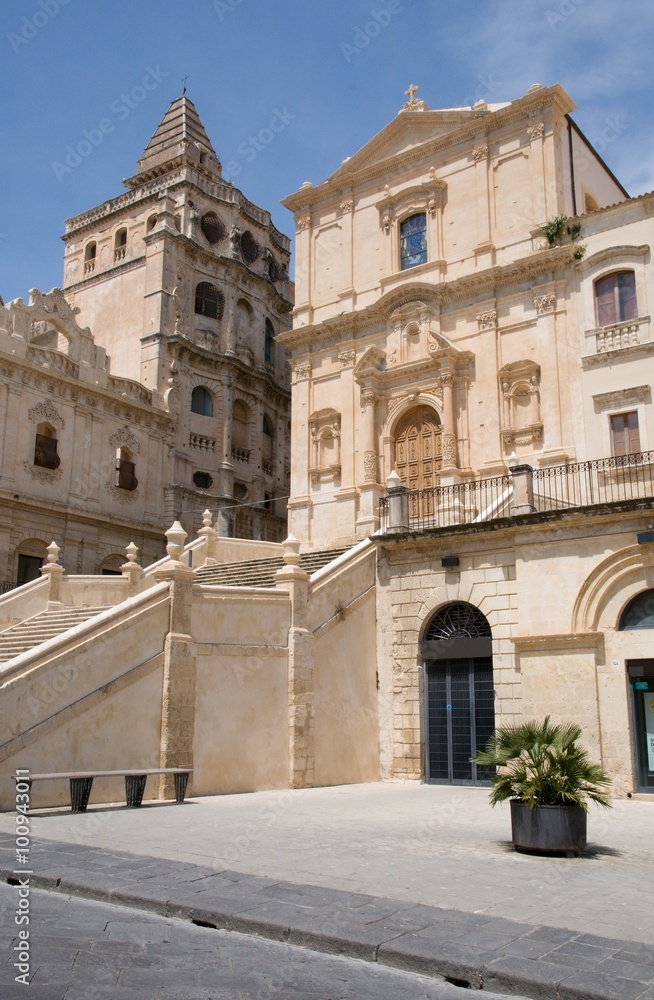 Church San Francisco in the baroque town Noto, Sicily, Italy