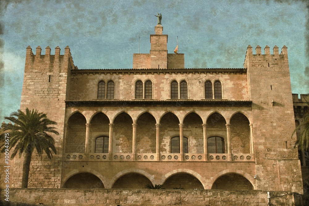 Almudaina Palace in Palma de Mallorca, Spain - Vintage