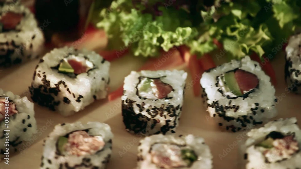 sushi on a rotating board sushi on a rotating board