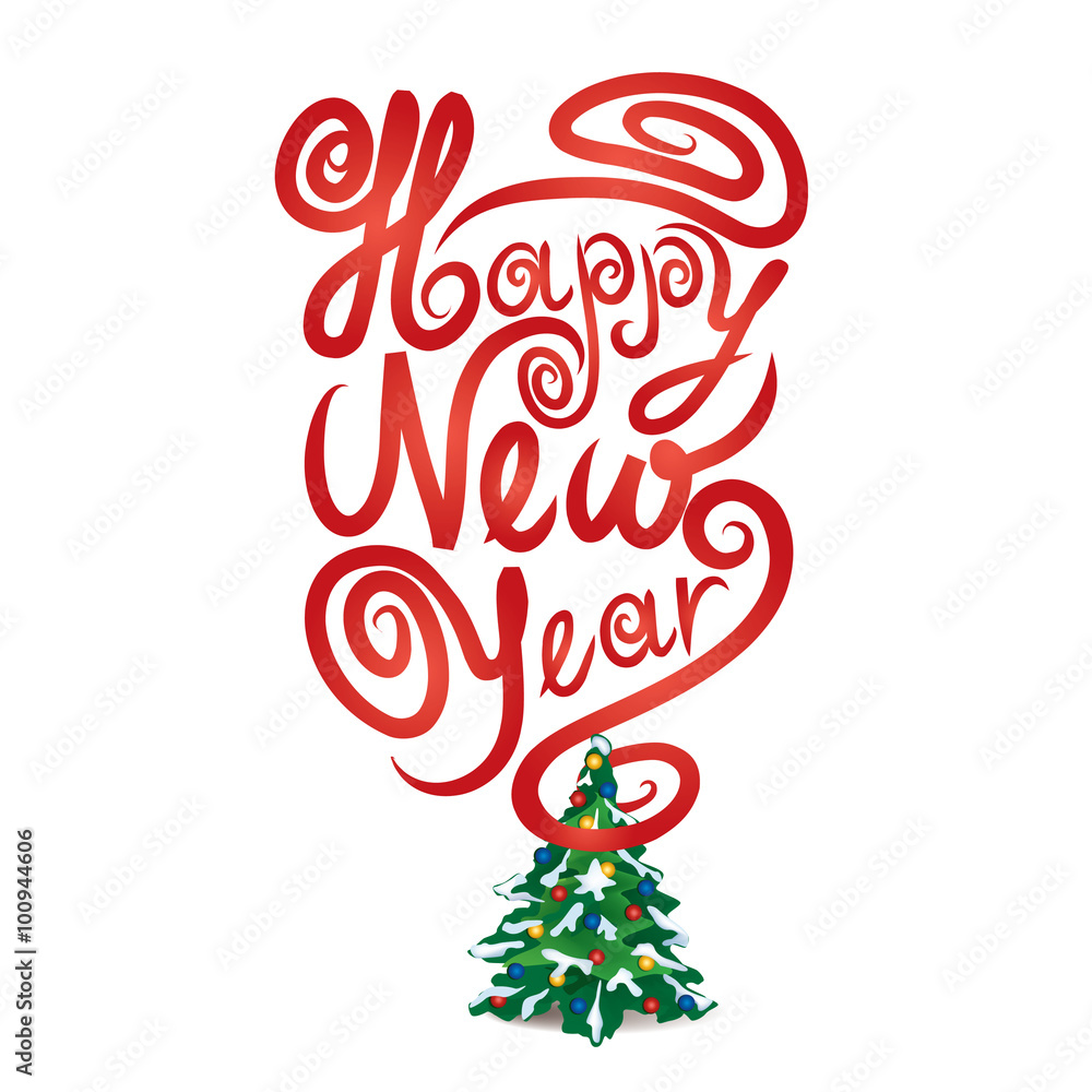 Happy New Year greeting card. Holiday Vector Illustration With Lettering Composition Happy New Year greeting card. Holiday Vector Illustration With Lettering Composition