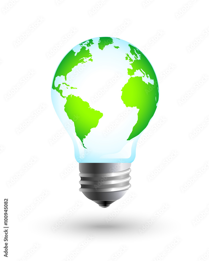 Green and eco earth with lightbulb as energy saving and sustainable development concept. Vector eps10 illustration. Green and eco earth with lightbulb as energy saving and sustainable development concept. Vector eps10 illustration.