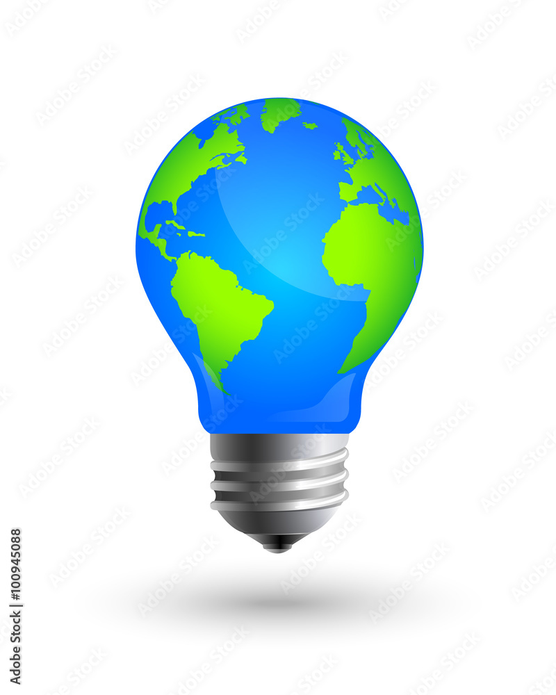 Ecology and energy conservation concept. Planet earth and lightbulb design as vector eps10 illustration. Ecology and energy conservation concept. Planet earth and lightbulb design as vector eps10 illustration.